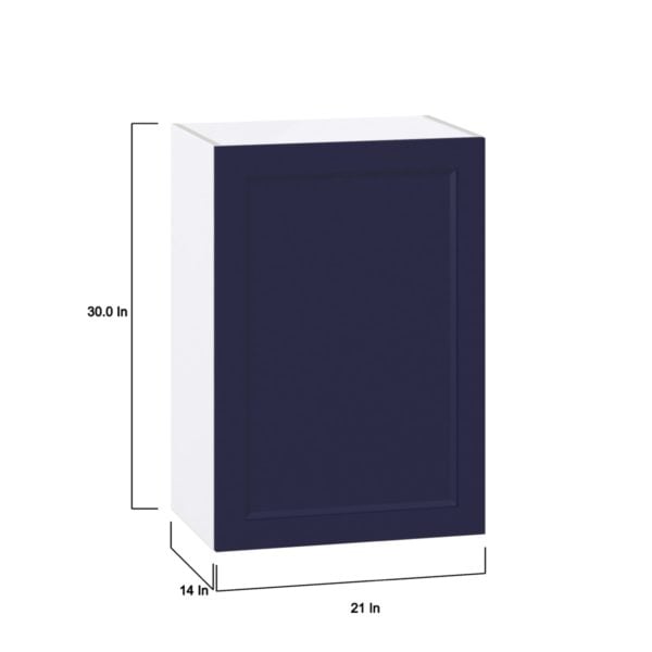 Camellia Painted Midnight Blue Recessed Assembled Wall  Cabinet with Full High Door (21 in. W x 30 in. H x 14 in. D)