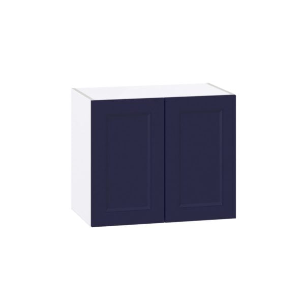 Camellia Painted Midnight Blue Recessed Assembled Wall  Cabinet with 2 Full High Doors (24 in. W X 20 in. H X 14 in. D)