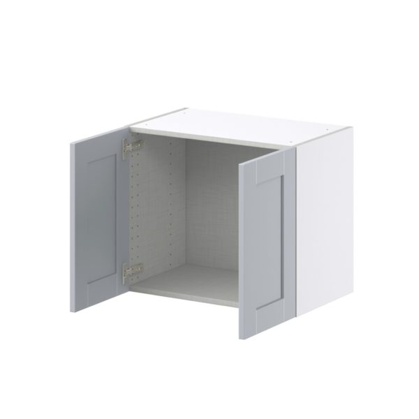 Sea Holly Light Gray  Shaker Assembled Wall  Cabinet with 2 Full High Doors (24 in. W X 20 in. H X 14 in. D)