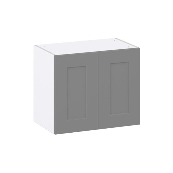 Willow Painted Slate Gray  Shaker Assembled Wall  Cabinet with 2 Full High Doors (24 in. W X 20 in. H X 14 in. D)