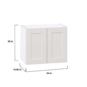 Wisteria Painted Light Gray Recessed Assembled Wall  Cabinet with 2 Full High Doors (24 in. W X 20 in. H X 14 in. D)