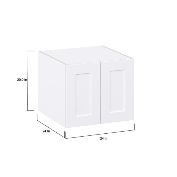 Jasmine Painted Warm White  Shaker Assembled Wall  Cabinet with 2 Full High Doors (24 in. W X 20 in. H X 24 in. D)