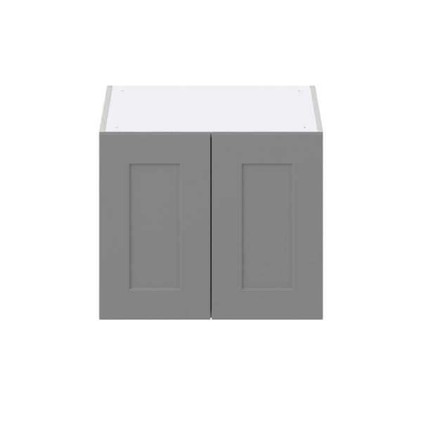 Willow Painted Slate Gray  Shaker Assembled Wall  Cabinet with 2 Full High Doors (24 in. W X 20 in. H X 24 in. D)