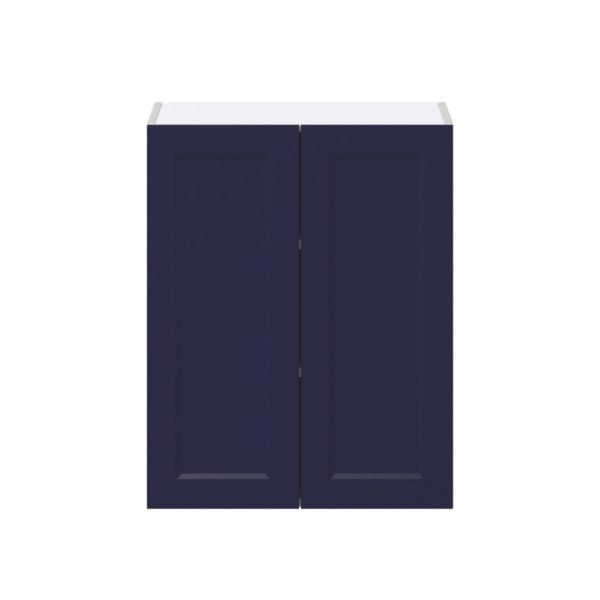 Camellia Painted Midnight Blue Recessed Assembled Wall  Cabinet  with 2 Full high Doors (24 in. W x 30 in. H x 14 in. D)