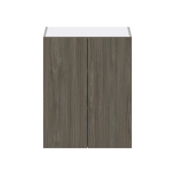 Cordyline Textured Slab Walnut Assembled Wall  Cabinet  with 2 Full high Doors (24 in. W x 30 in. H x 14 in. D)