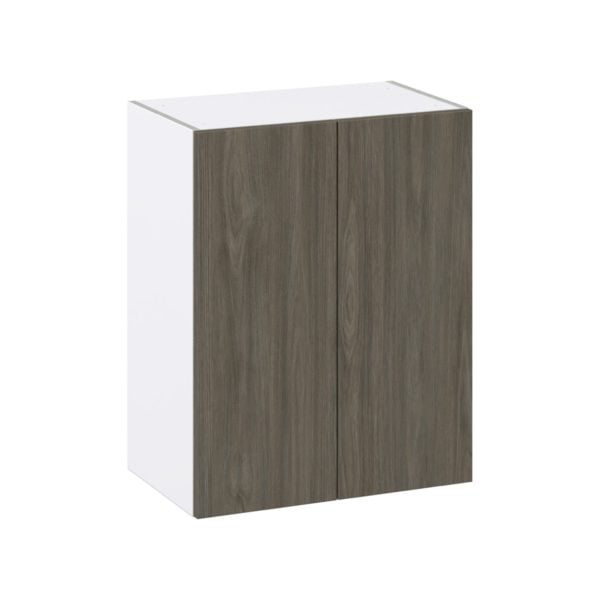 Cordyline Textured Slab Walnut Assembled Wall  Cabinet  with 2 Full high Doors (24 in. W x 30 in. H x 14 in. D)