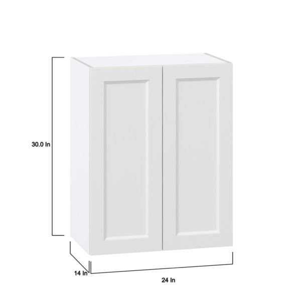 Magnolia Painted Bright White Recessed Assembled Wall  Cabinet  with 2 Full high Doors (24 in. W x 30 in. H x 14 in. D)