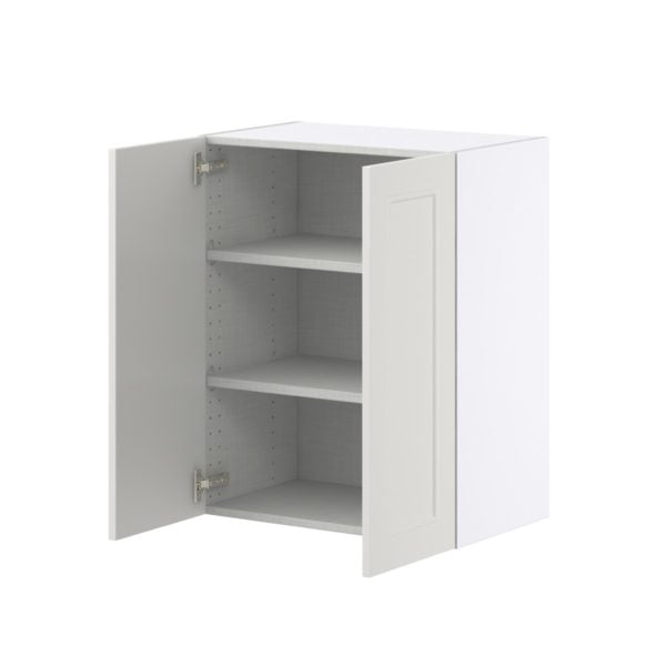 Wisteria Painted Light Gray Recessed Assembled Wall  Cabinet  with 2 Full high Doors (24 in. W x 30 in. H x 14 in. D)