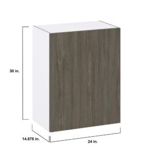 Cordyline Textured Slab Walnut Assembled Wall  Cabinet with Full High Door (24 in. W x 30 in. H x 14 in. D)