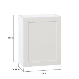 Wisteria Painted Light Gray Recessed Assembled Wall  Cabinet with Full High Door (24 in. W x 30 in. H x 14 in. D)