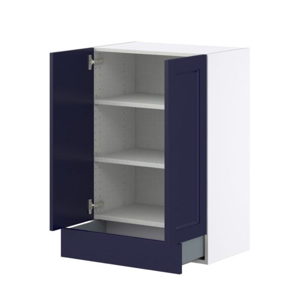 Camellia Painted Midnight Blue Recessed Assembled Wall  Cabinet with 2 Doors and a 5 in. Drawer (24 in. W x 35 in. H x 14 in. D)