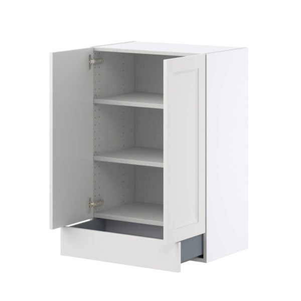 Magnolia Painted Bright White Recessed Assembled Wall  Cabinet with 2 Doors and a 5 in. Drawer (24 in. W x 35 in. H x 14 in. D)