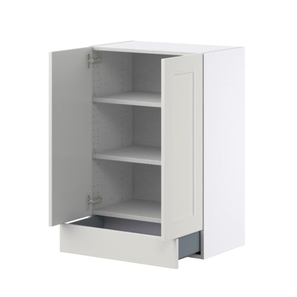 Wisteria Painted Light Gray Recessed Assembled Wall  Cabinet with 2 Doors and a 5 in. Drawer (24 in. W x 35 in. H x 14 in. D)