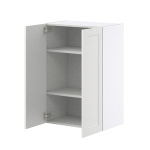 Magnolia Painted Bright White Recessed Assembled Wall  Cabinet with 2 Full High Doors (24 in. W x 35 in. H x 14 in. D)