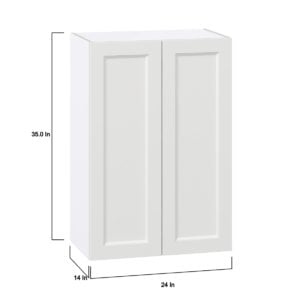 Magnolia Painted Bright White Recessed Assembled Wall  Cabinet with 2 Full High Doors (24 in. W x 35 in. H x 14 in. D)