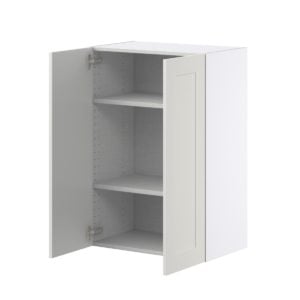 Wisteria Painted Light Gray Recessed Assembled Wall  Cabinet with 2 Full High Doors (24 in. W x 35 in. H x 14 in. D)