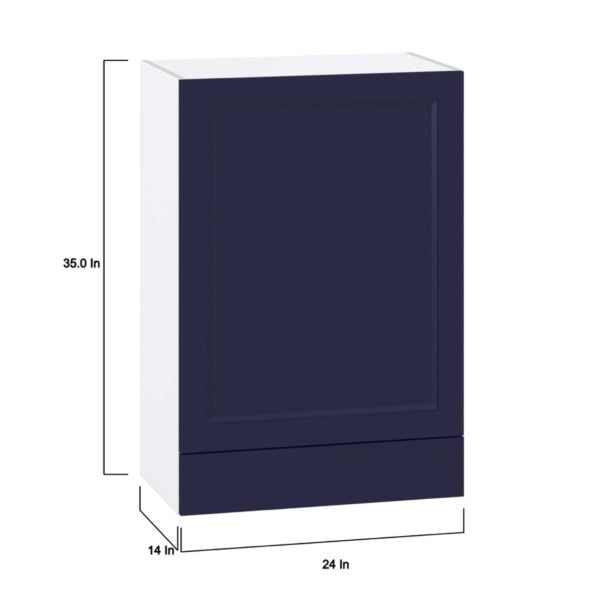 Camellia Painted Midnight Blue Recessed Assembled Wall  Cabinet with a Door and a 5 in. Drawer (24 in. W x 35 in. H x 14 in. D)