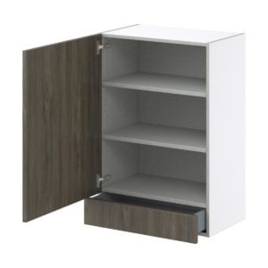 Cordyline Textured Slab Walnut Assembled Wall  Cabinet with a Door and a 5 in. Drawer (24 in. W x 35 in. H x 14 in. D)