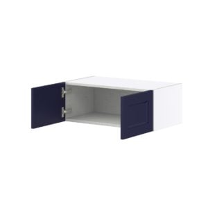 Camellia Painted Midnight Blue Recessed Assembled Wall Bridge Cabinet (27 in. W X 10 in. H X 14 in. D)