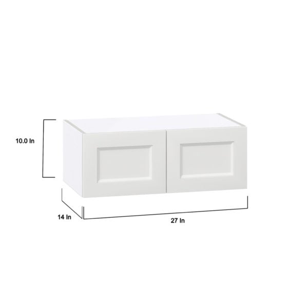 Magnolia Painted Bright White Recessed Assembled Wall Bridge Cabinet (27 in. W X 10 in. H X 14 in. D)