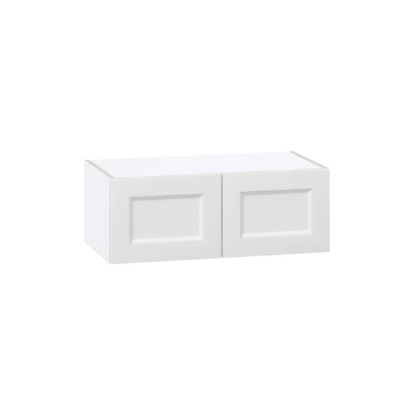 Magnolia Painted Bright White Recessed Assembled Wall Bridge Cabinet (27 in. W X 10 in. H X 14 in. D)