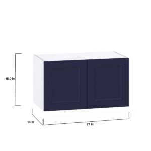 Camellia Painted Midnight Blue Recessed Assembled Wall Bridge  Cabinet (30 in. W X 15 in. H X 14 in. D)