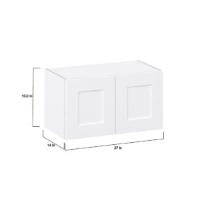 Jasmine Painted Warm White  Shaker Assembled Wall Bridge  Cabinet (30 in. W X 15 in. H X 14 in. D)