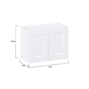 Jasmine Painted Warm White  Shaker Assembled Wall Bridge  Cabinet (27 in. W X 20 in. H X 14 in. D)