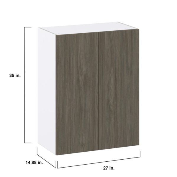 Cordyline Textured Slab Walnut Assembled Wall  Cabinet (27 in. W X 35 in. H X 14 in. D)