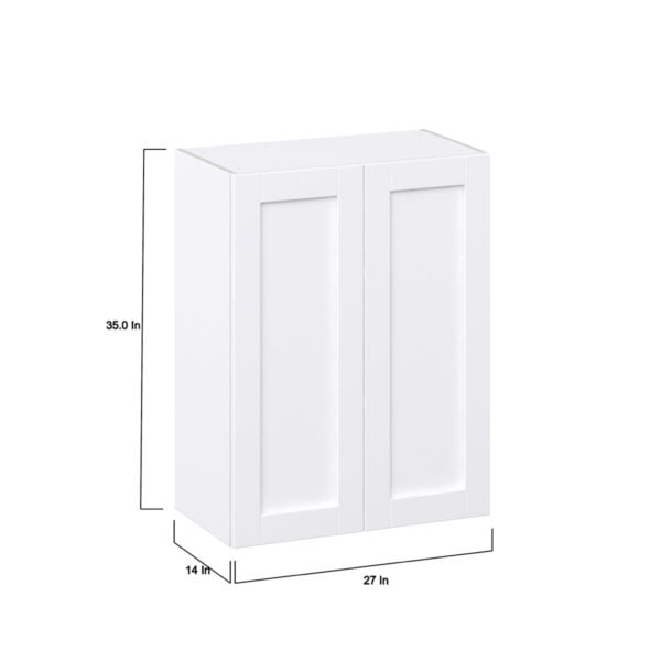 Dahlia Bright White  Shaker Assembled Wall  Cabinet (27 in. W X 35 in. H X 14 in. D)