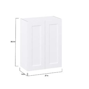 Jasmine Painted Warm White  Shaker Assembled Wall  Cabinet (27 in. W X 35 in. H X 14 in. D)