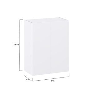 Lily Bright White  Slab Assembled Wall  Cabinet (27 in. W X 35 in. H X 14 in. D)