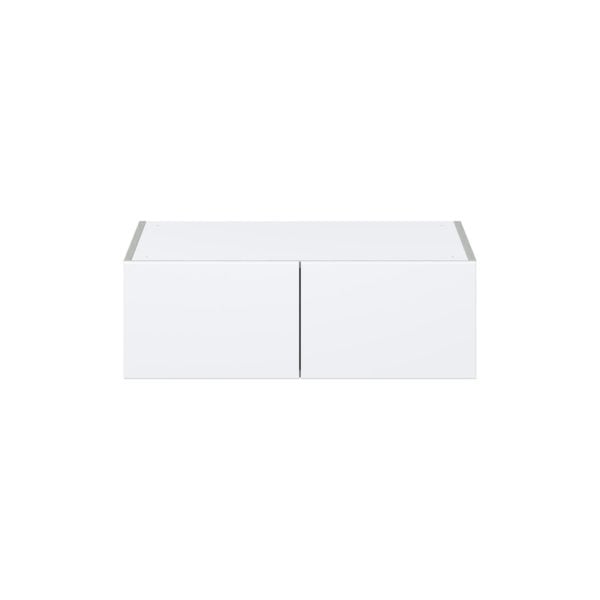 Lily Bright White  Slab Assembled Deep Wall Bridge Cabinet (30 in. W X 10 in. H X 24 in. D)