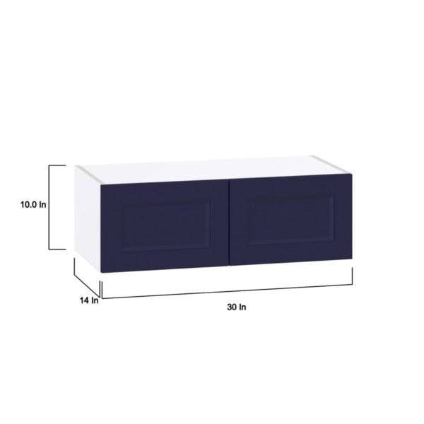 Camellia Painted Midnight Blue Recessed Assembled Wall Bridge  Cabinet (30 in. W x 10 in. H x 14 in. D)