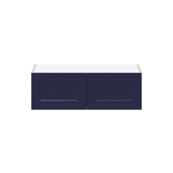 Camellia Painted Midnight Blue Recessed Assembled Wall Bridge  Cabinet (30 in. W x 10 in. H x 14 in. D)