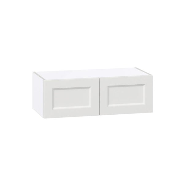 Magnolia Painted Bright White Recessed Assembled Wall Bridge  Cabinet (30 in. W x 10 in. H x 14 in. D)