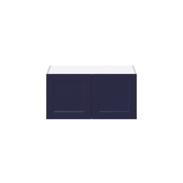 Camellia Painted Midnight Blue Recessed Assembled Deep Wall Bridge Cabinet (30 in. W X 15 in. H X 24 in. D)