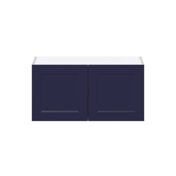 Camellia Painted Midnight Blue Recessed Assembled Wall Bridge  Cabinet (30 in. W X 15 in. H X 14 in. D)