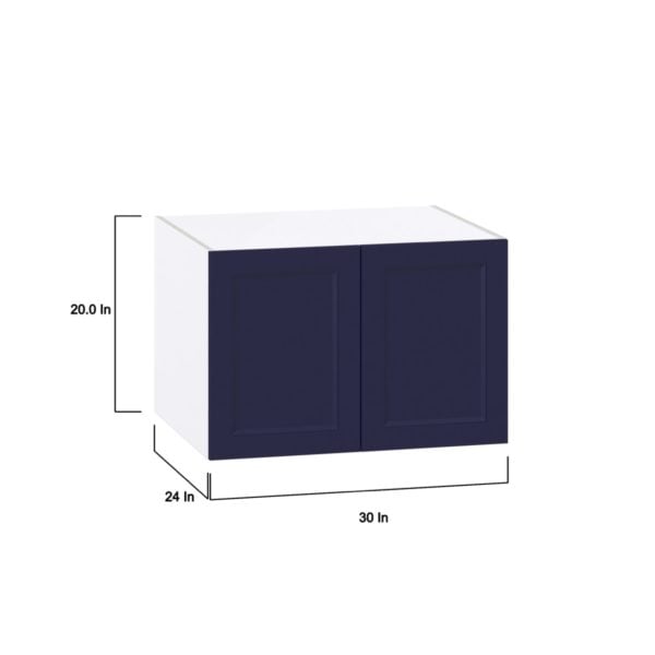 Camellia Painted Midnight Blue Recessed Assembled Deep Wall Bridge Cabinet (30 in. W x 20 in. H x 24 in. D)