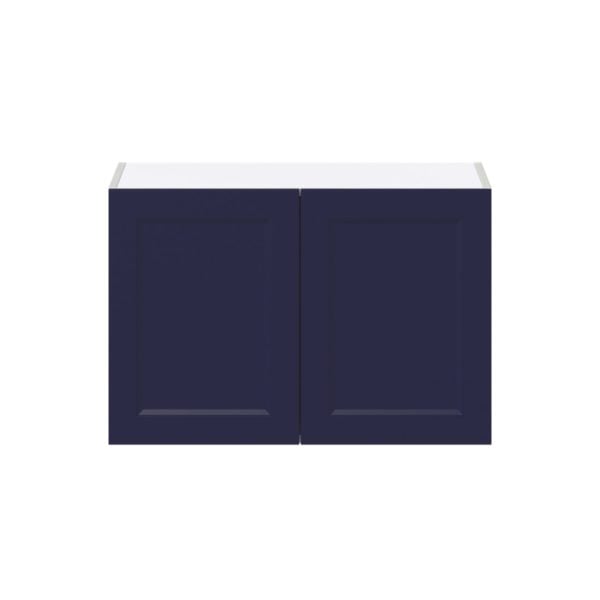 Camellia Painted Midnight Blue Recessed Assembled  Wall Bridge Cabinet (30 in. W X 20 in. H X 14 in. D)