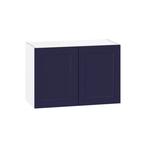 Camellia Painted Midnight Blue Recessed Assembled  Wall Bridge Cabinet (30 in. W X 20 in. H X 14 in. D)