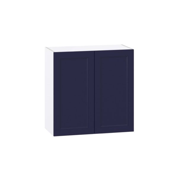 Camellia Painted Midnight Blue Recessed Assembled Wall  Cabinet with 2 Full High Doors (30 in. W x 30 in. H x 14 in. D)