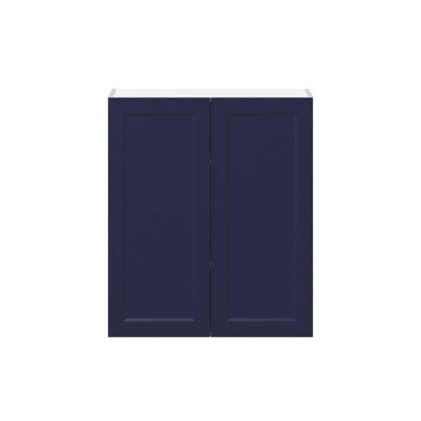 Camellia Painted Midnight Blue Recessed Assembled Wall  Cabinet with 2 Full High Doors (30 in. W x 35 in. H x 14 in. D)