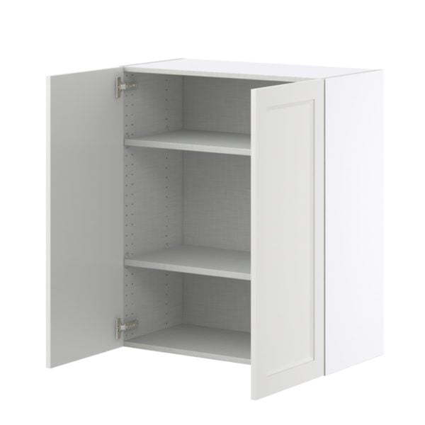 Magnolia Painted Bright White Recessed Assembled Wall  Cabinet with 2 Full High Doors (30 in. W x 35 in. H x 14 in. D)