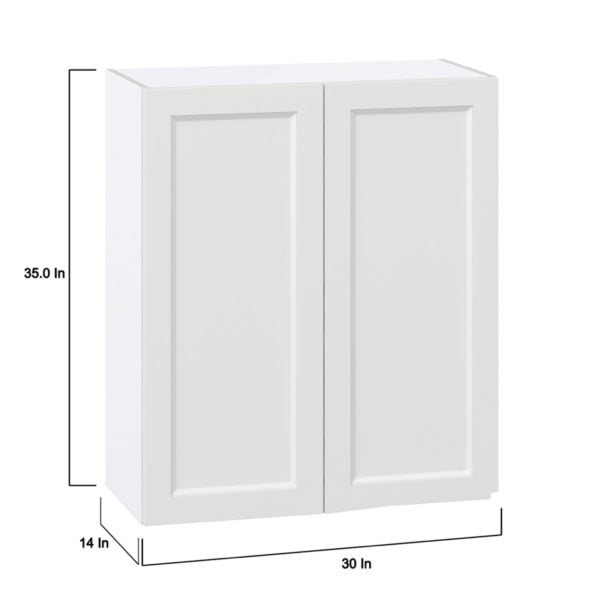 Magnolia Painted Bright White Recessed Assembled Wall  Cabinet with 2 Full High Doors (30 in. W x 35 in. H x 14 in. D)