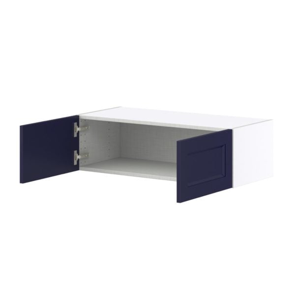 Camellia Painted Midnight Blue Recessed Assembled Wall Bridge  Cabinet (33 in. W X 10 in. H X 14 in. D)