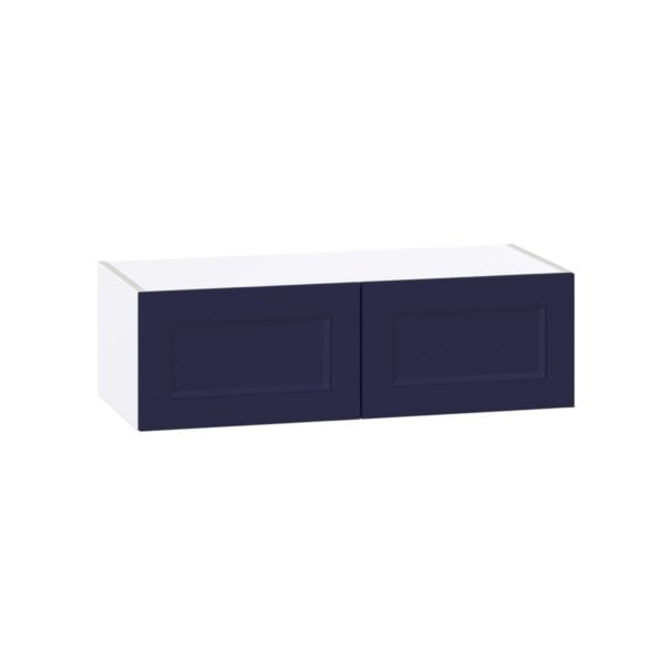 Camellia Painted Midnight Blue Recessed Assembled Wall Bridge  Cabinet (33 in. W X 10 in. H X 14 in. D)