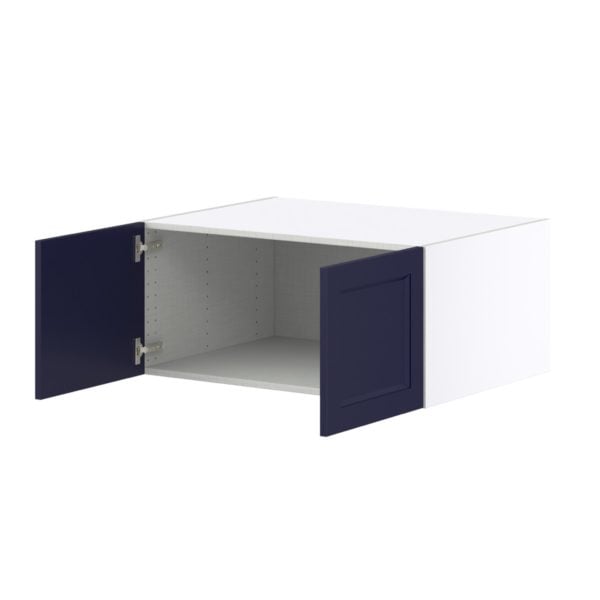 Camellia Painted Midnight Blue Recessed Assembled Deep Wall Bridge  Cabinet (33 in. W X 15 in. H X 24 in. D)