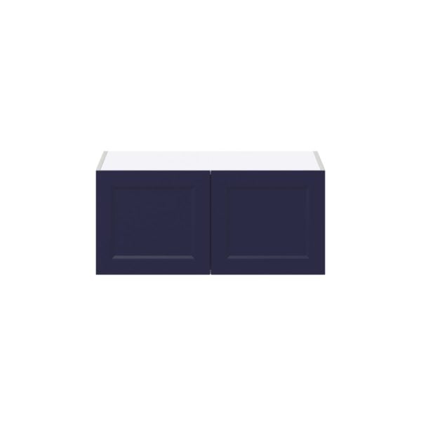 Camellia Painted Midnight Blue Recessed Assembled Deep Wall Bridge  Cabinet (33 in. W X 15 in. H X 24 in. D)