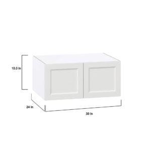 Magnolia Painted Bright White Recessed Assembled Deep Wall Bridge  Cabinet (33 in. W X 15 in. H X 24 in. D)